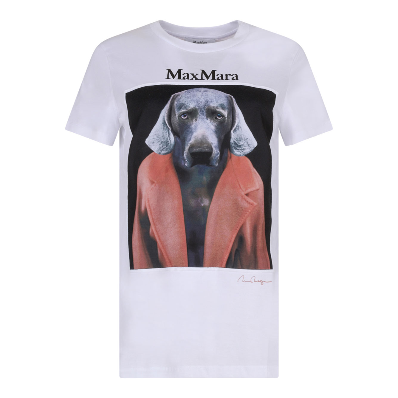 화이트 DOG 프린트 티셔츠